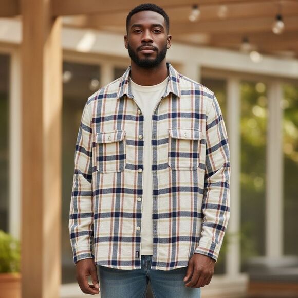 Zara Men's Plaid Flannel Button-Down Shirt Multicolor Size L - Picture 1 of 7